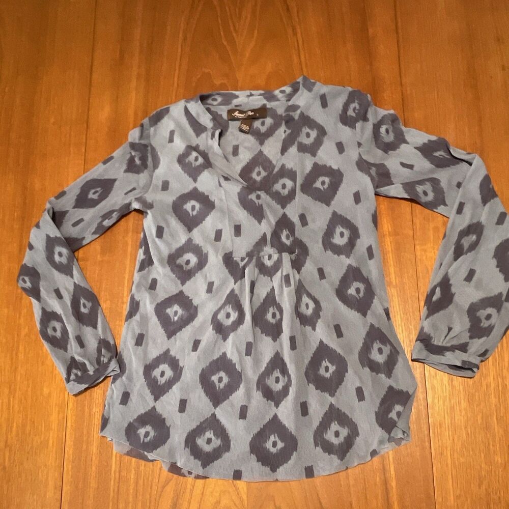 Anthropologie Y2K Boho Sweet Pea Stacy Frati Mesh Aztec Print Top Blouse Small